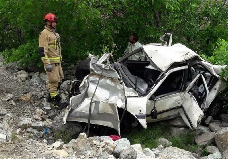 ۳ کشته بر اثر سقوط پژو به دره در تهران (+عکس)