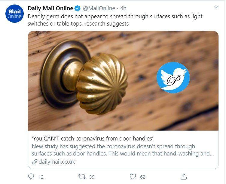 کرونا از طریق دستگیره در و کلید و پریز منتشر نمی‌شود