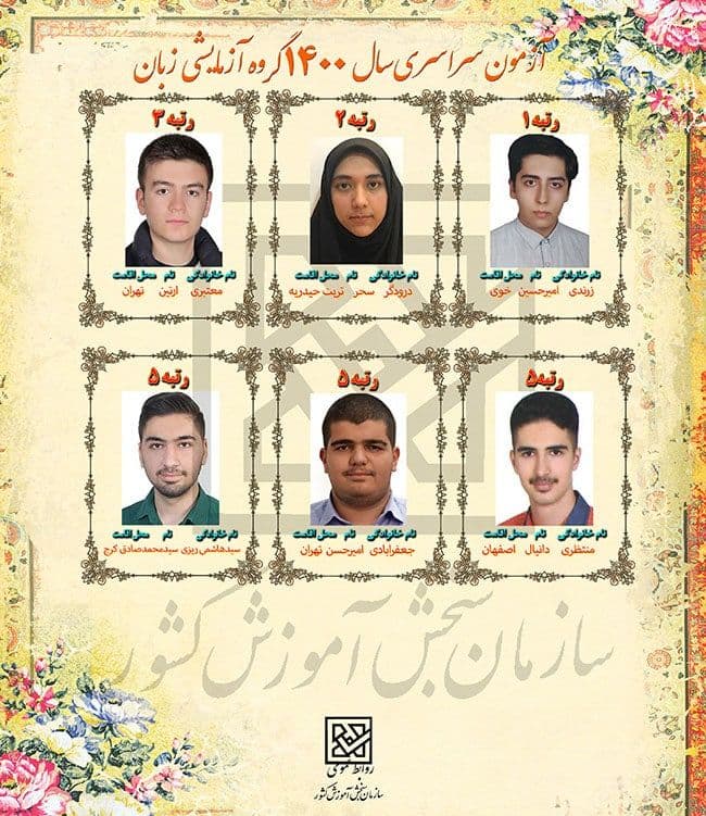 اسامی نفرات برتر کنکور اعلام شد/ عکس