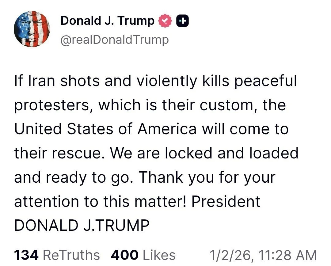 ترامپ: آمریکا برای مداخله در اعتراضات ایران «آماده» است